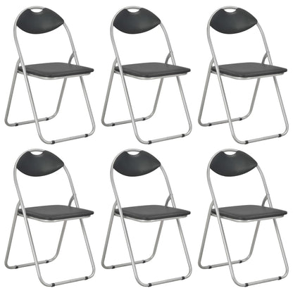 Sillas Plegables, 6 Unidades, Piel Sintética Negra.