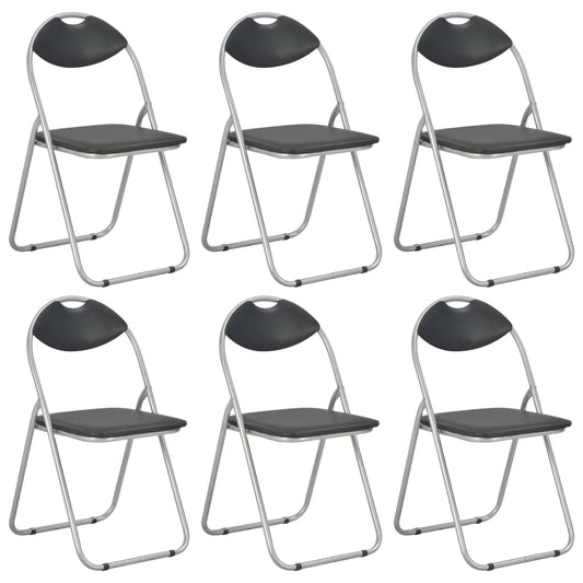 Sillas Plegables, 6 Unidades, Piel Sintética Negra.