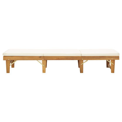 Tumbona Plegable Con Cojín Madera Maciza De Acacia