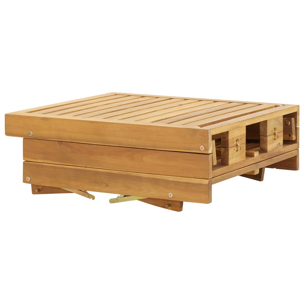 Tumbona Plegable Con Cojín Madera Maciza De Acacia