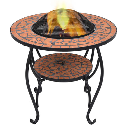 Brasero De Mosaico Cerámica Y Blanco 68 Cm