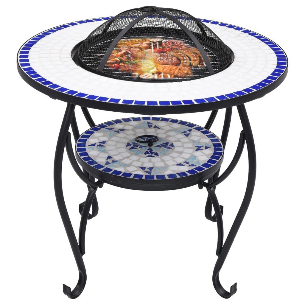 Brasero De Mosaico Cerámica Y Blanco 68 Cm