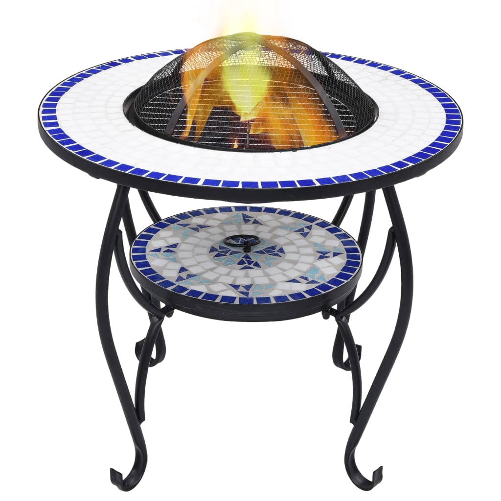 Brasero De Mosaico Cerámica Y Blanco 68 Cm