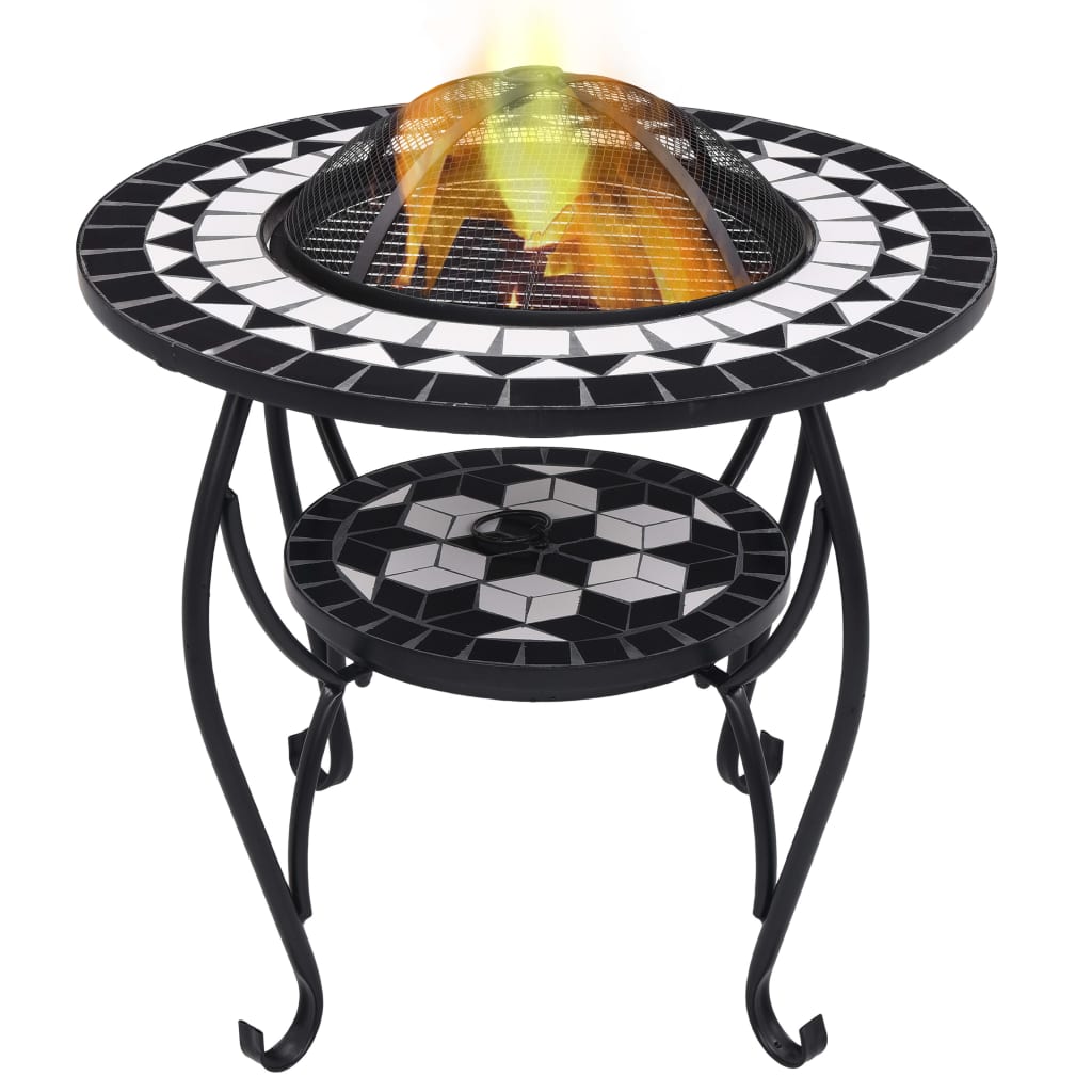 Brasero De Mosaico Cerámica Y Blanco 68 Cm