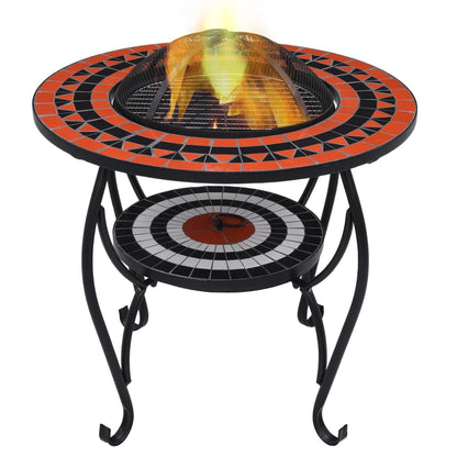 Brasero De Mosaico Cerámica Y Blanco 68 Cm