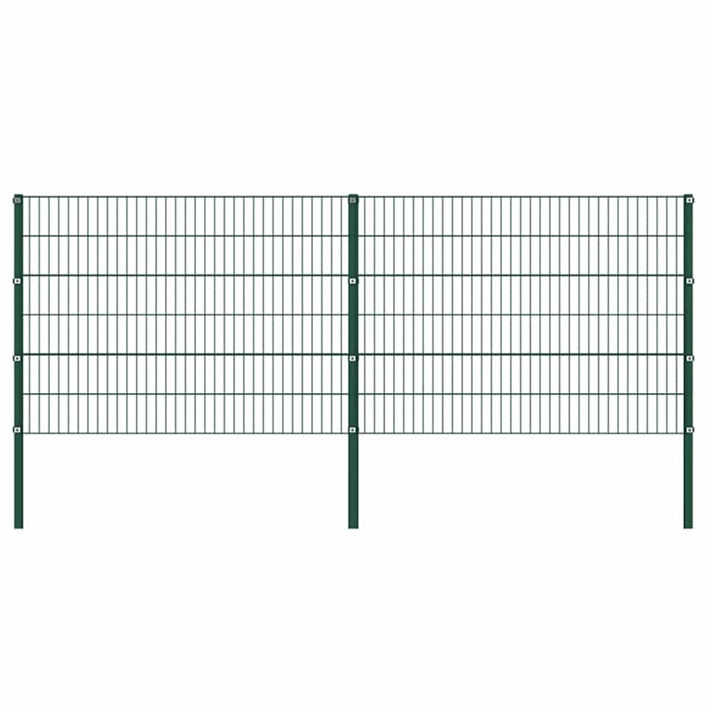 Panel De Valla Con Postes De Hierro 1040X Verde