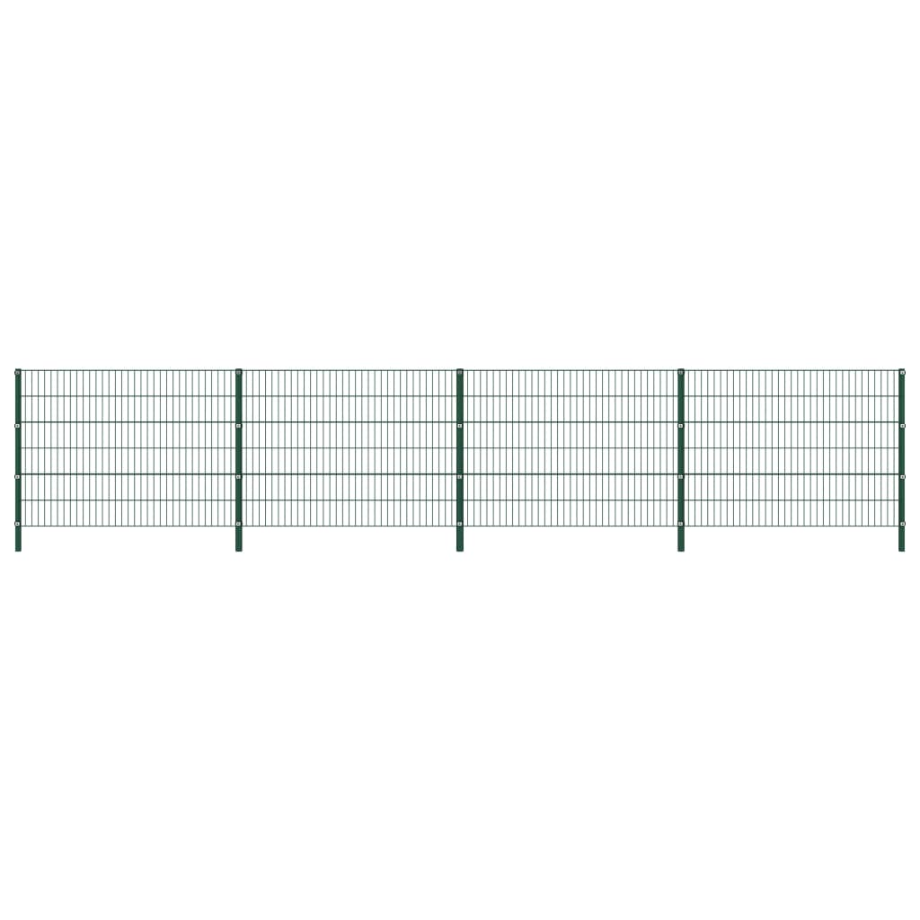 Panel De Valla Con Postes De Hierro 1040X Verde