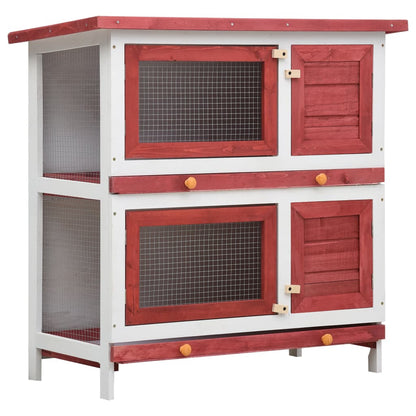 Casa De Animales Pequeños Jaula Conejera 4 Puertas Madera