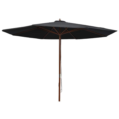 Sombrilla De Jardín Con Palo De Madera 350 Cm Gris