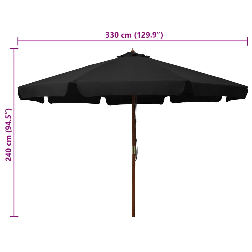 Sombrilla De Jardín Con Palo De Madera 330 Cm