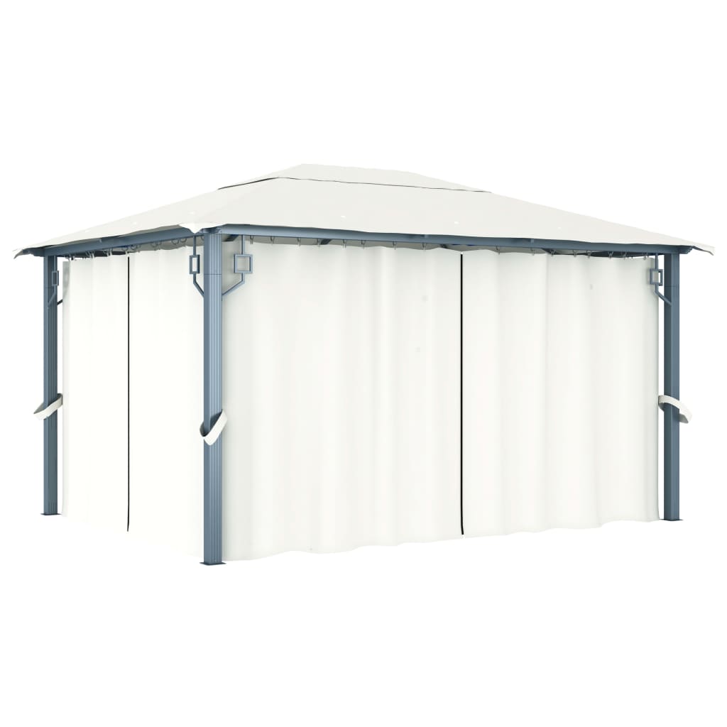 Cenador Con Cortina Gris Aluminio