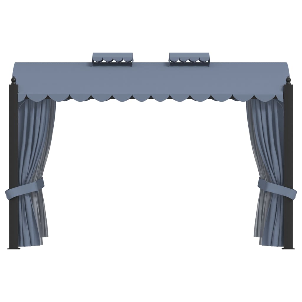 Cenador Con Cortinas Acero Gris Antracita 3X4 M