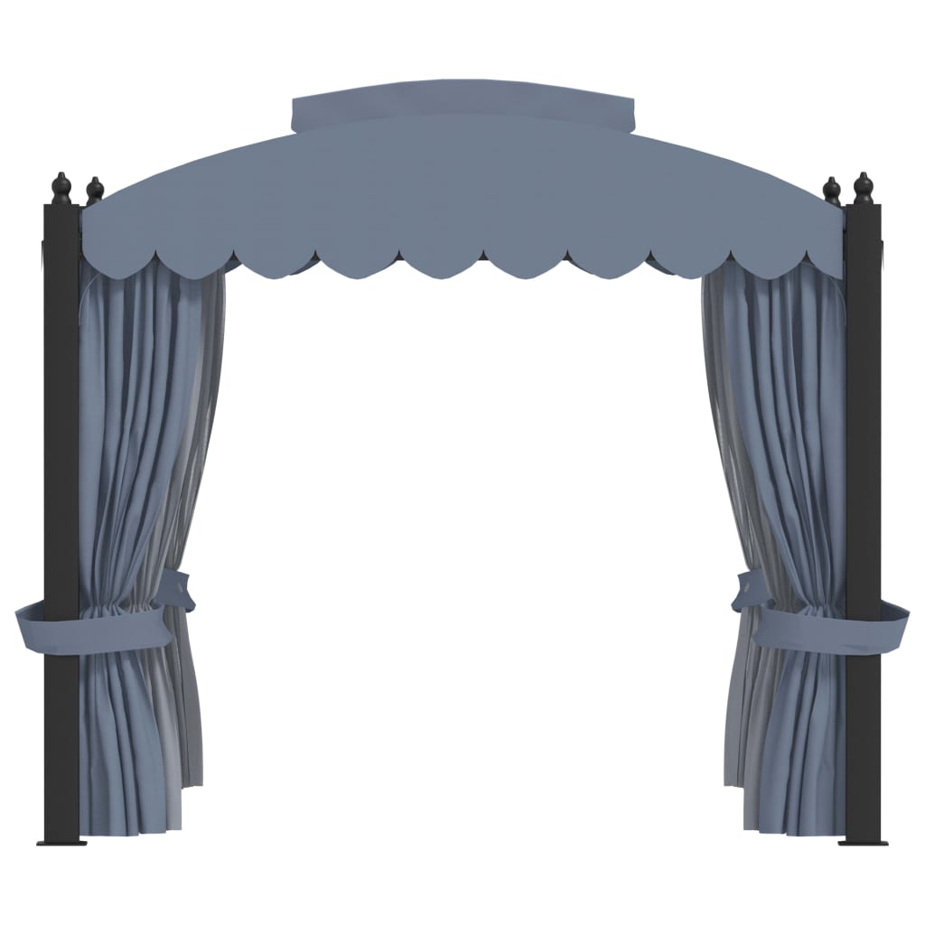 Cenador Con Cortinas Acero Gris Antracita 3X4 M
