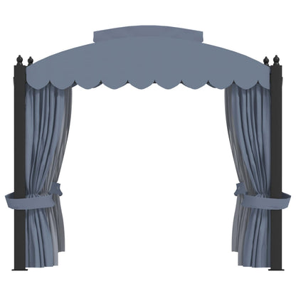 Cenador Con Cortinas Acero Gris Antracita 3X4 M