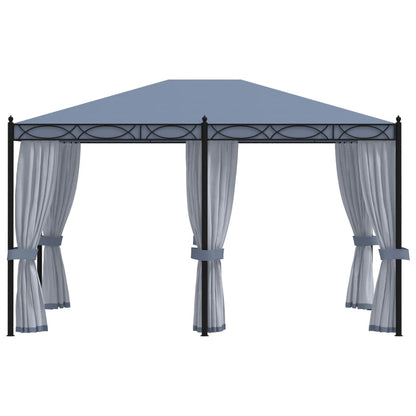 Cenador Con Pantallas De Malla Acero Gris Antracita 3X4 M