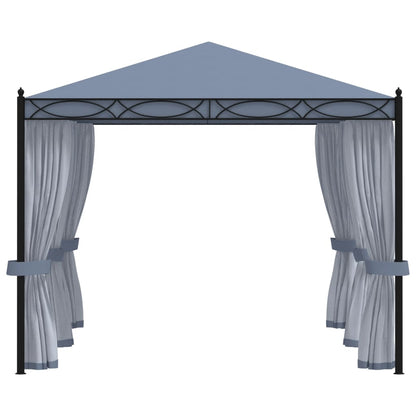 Cenador Con Pantallas De Malla Acero Gris Antracita 3X4 M