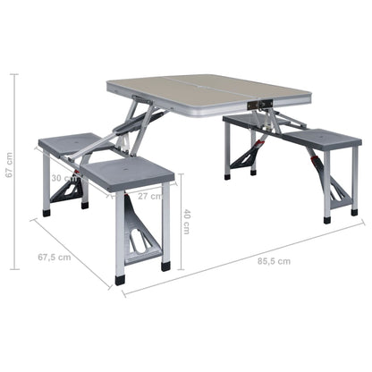 Mesa De Camping Plegable Con 4 Asientos Acero Aluminio