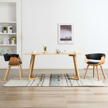 Sillas De Comedor 6 Uds Madera Curvada Y Cuero Sintético Crema