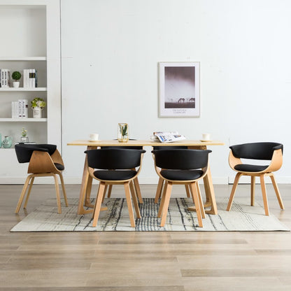 Sillas De Comedor 6 Uds Madera Curvada Y Cuero Sintético Crema