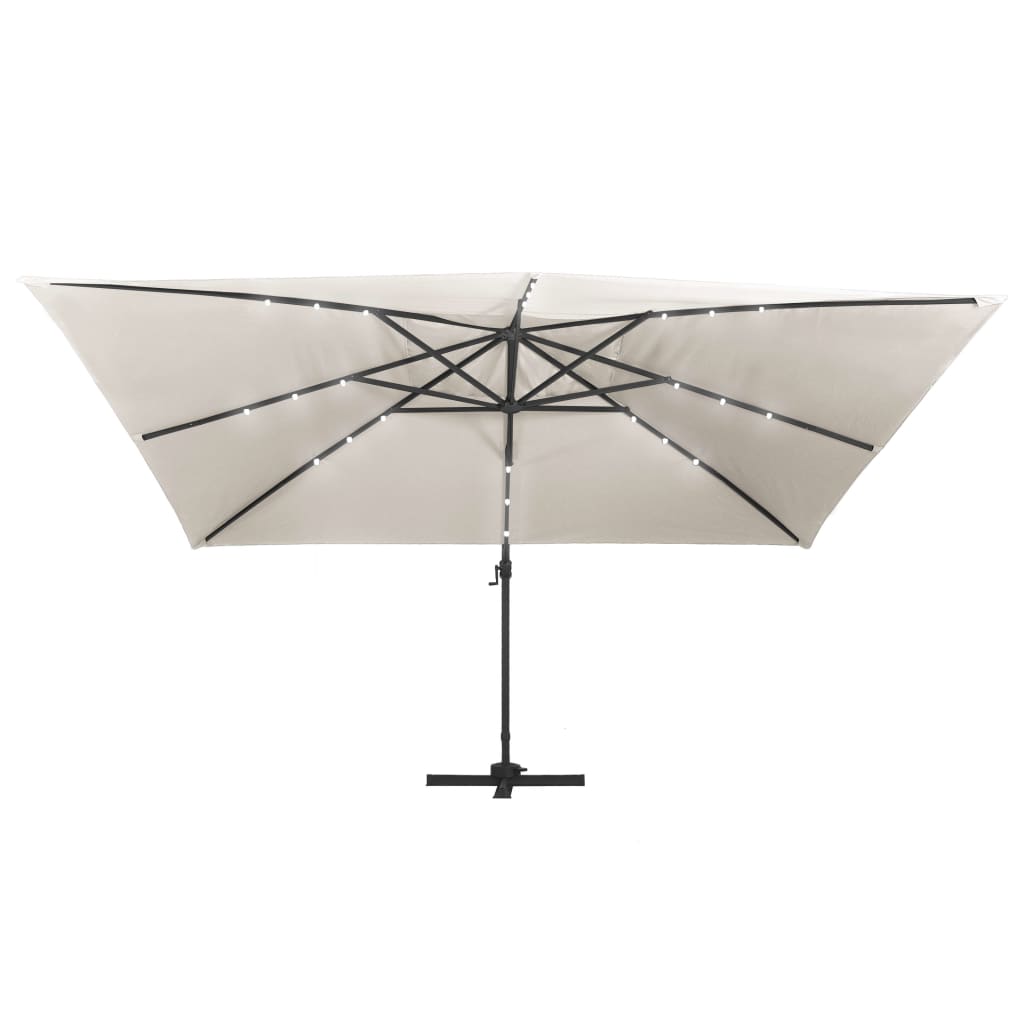 Sombrilla Voladiza Luces Led Y Poste Aluminio 4X3 M