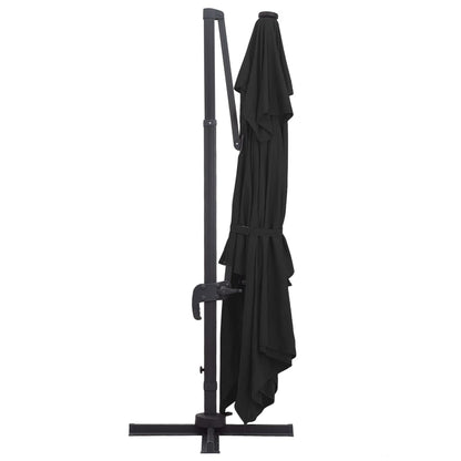 Sombrilla Voladiza Luces Led Y Poste Aluminio Negra 400X300 Cm
