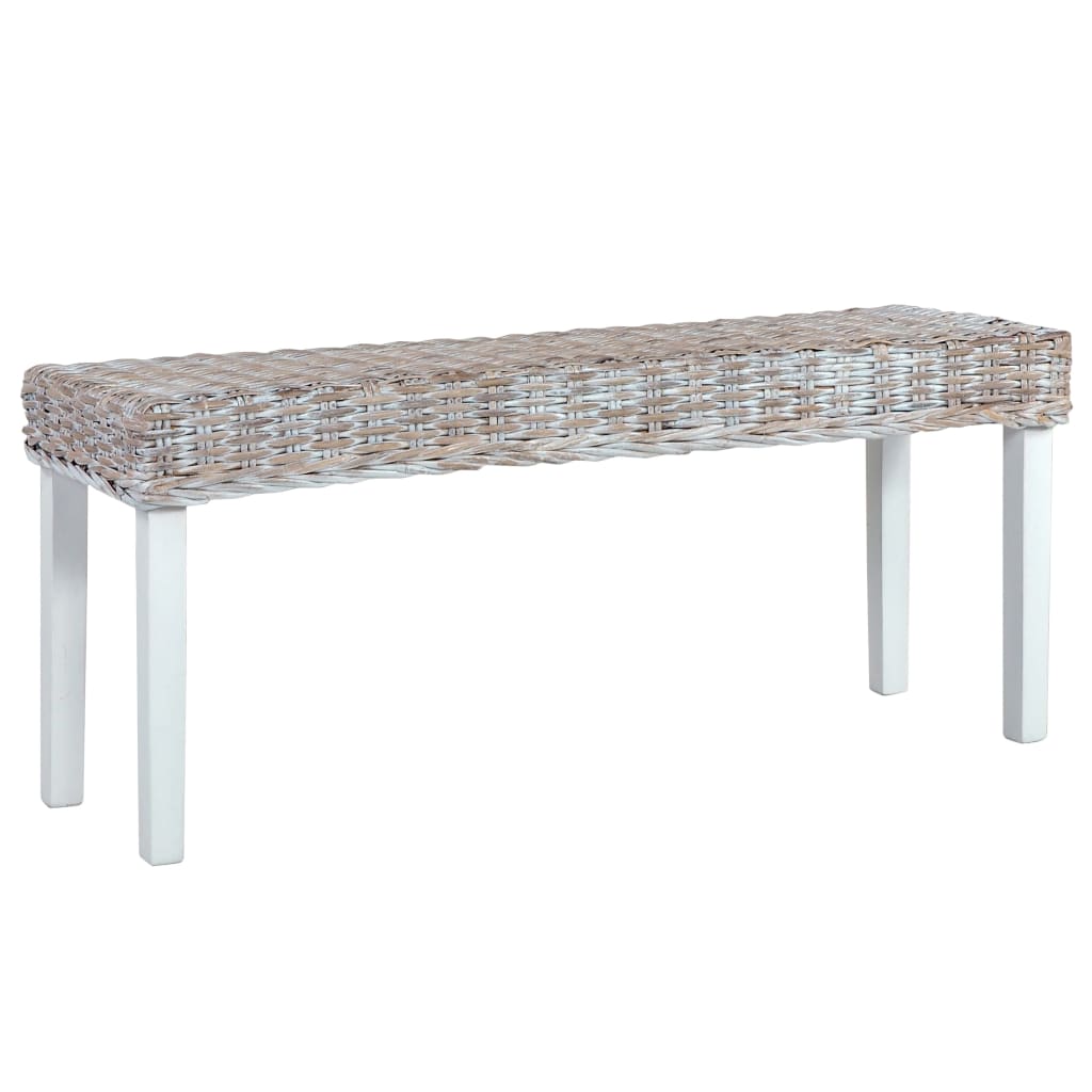 Banco De Ratán Kubu Y Madera Maciza De Caoba 110 Cm