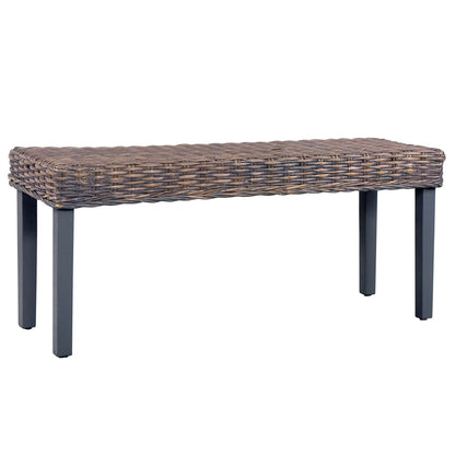 Banco De Ratán Kubu Y Madera Maciza De Caoba 110 Cm