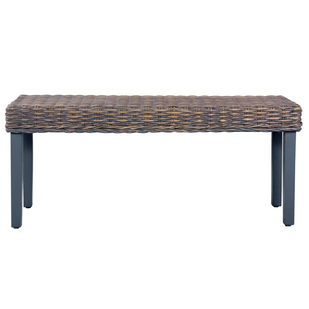 Banco De Ratán Kubu Y Madera Maciza De Caoba 110 Cm