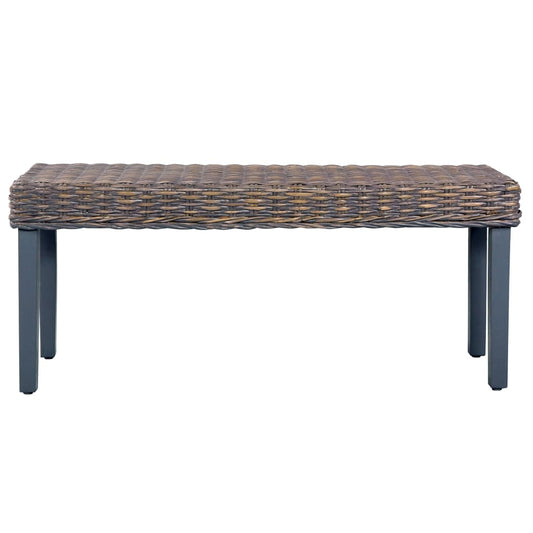 Banco De Ratán Kubu Y Madera Maciza De Caoba 110 Cm