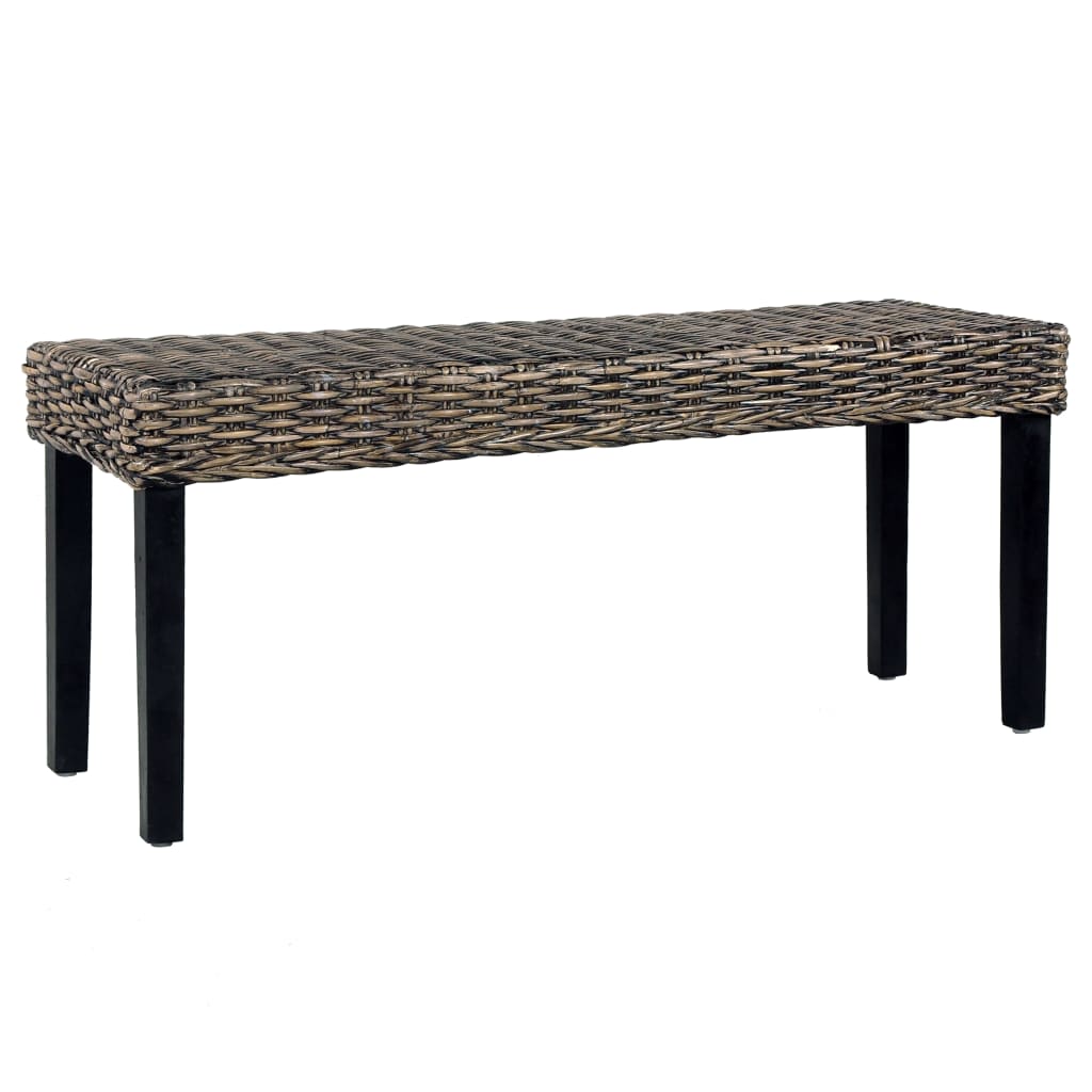 Banco De Ratán Kubu Y Madera Maciza De Caoba 110 Cm
