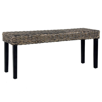 Banco De Ratán Kubu Y Madera Maciza De Caoba 110 Cm