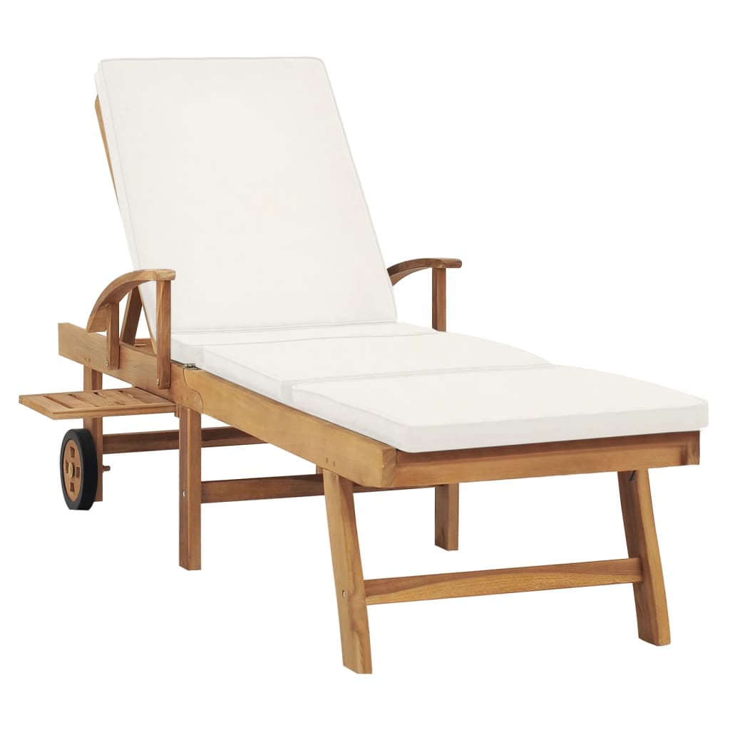 Tumbona Con Cojín Madera Maciza De Teca