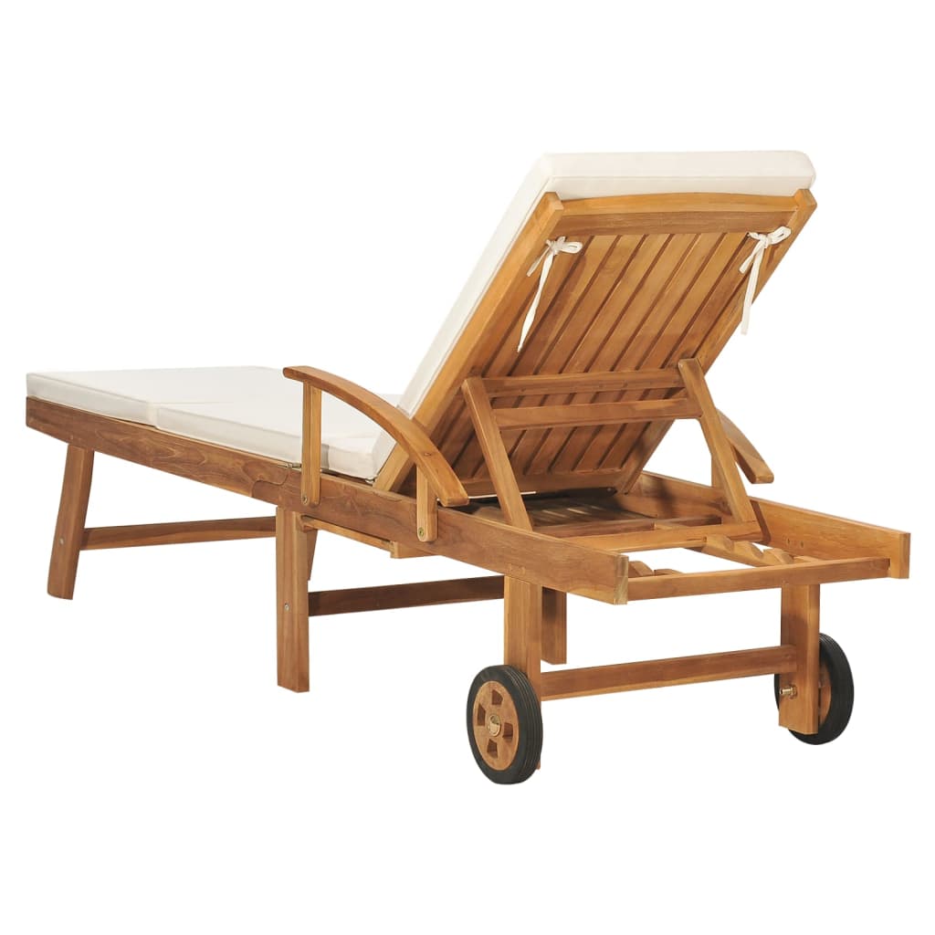 Tumbona Con Cojín Madera Maciza De Teca