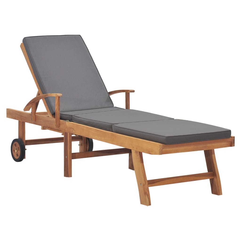 Tumbona Con Cojín Madera Maciza De Teca