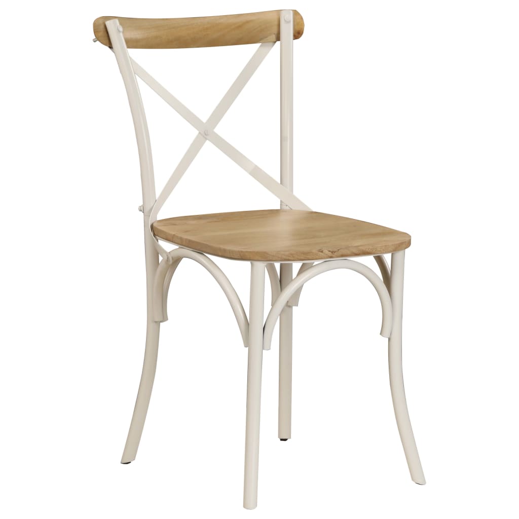 Sillas Con Respaldo Cruzado 4 Uds Madera Maciza De Mango Blanco