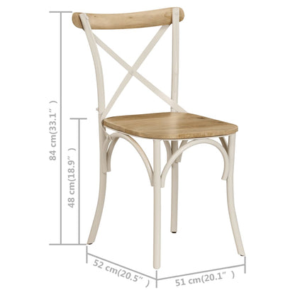 Sillas Con Respaldo Cruzado 4 Uds Madera Maciza De Mango Blanco