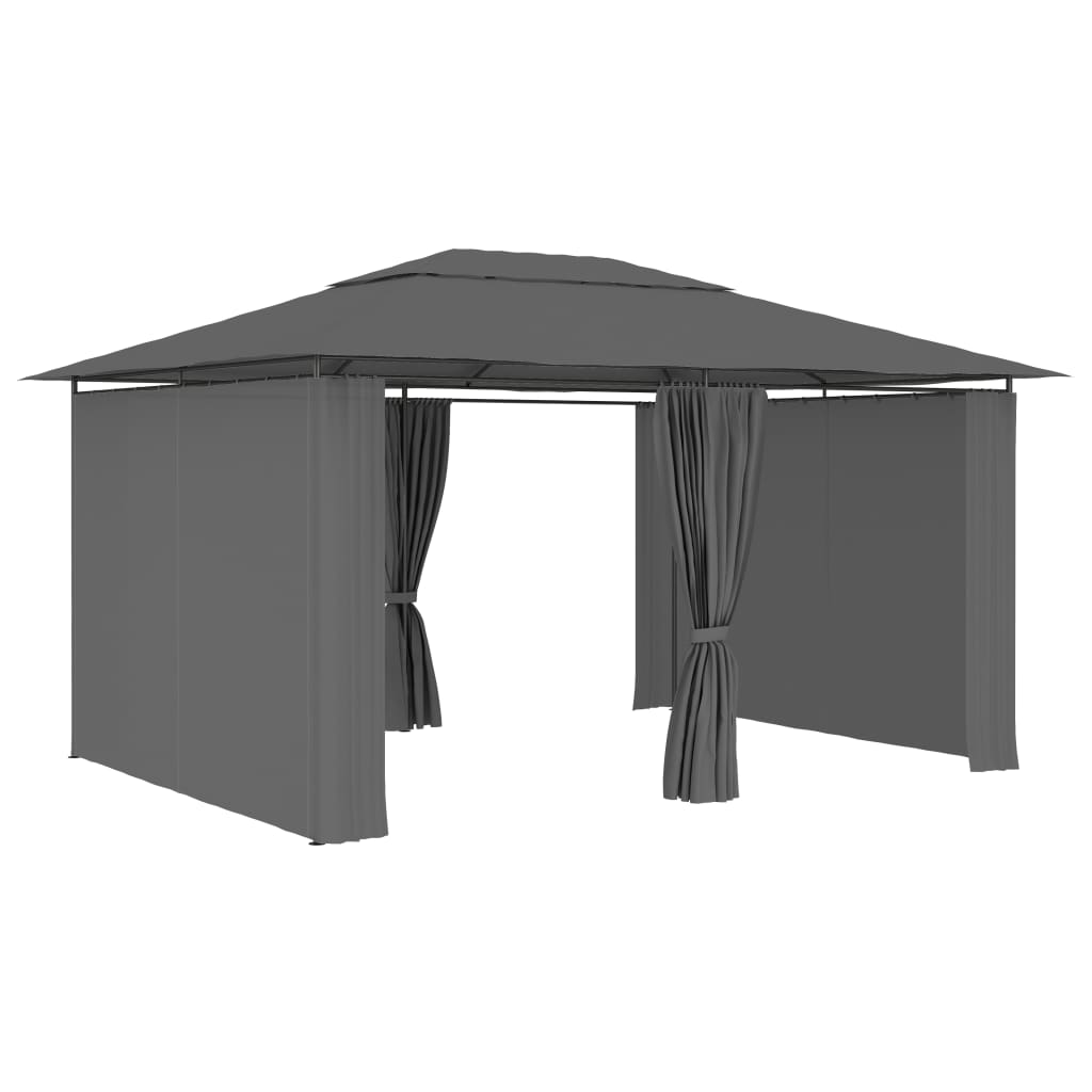 Carpa De Jardín Con Cortinas Gris 4X3 M