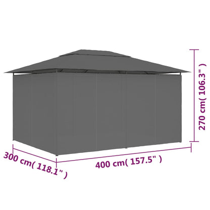 Carpa De Jardín Con Cortinas Gris 4X3 M