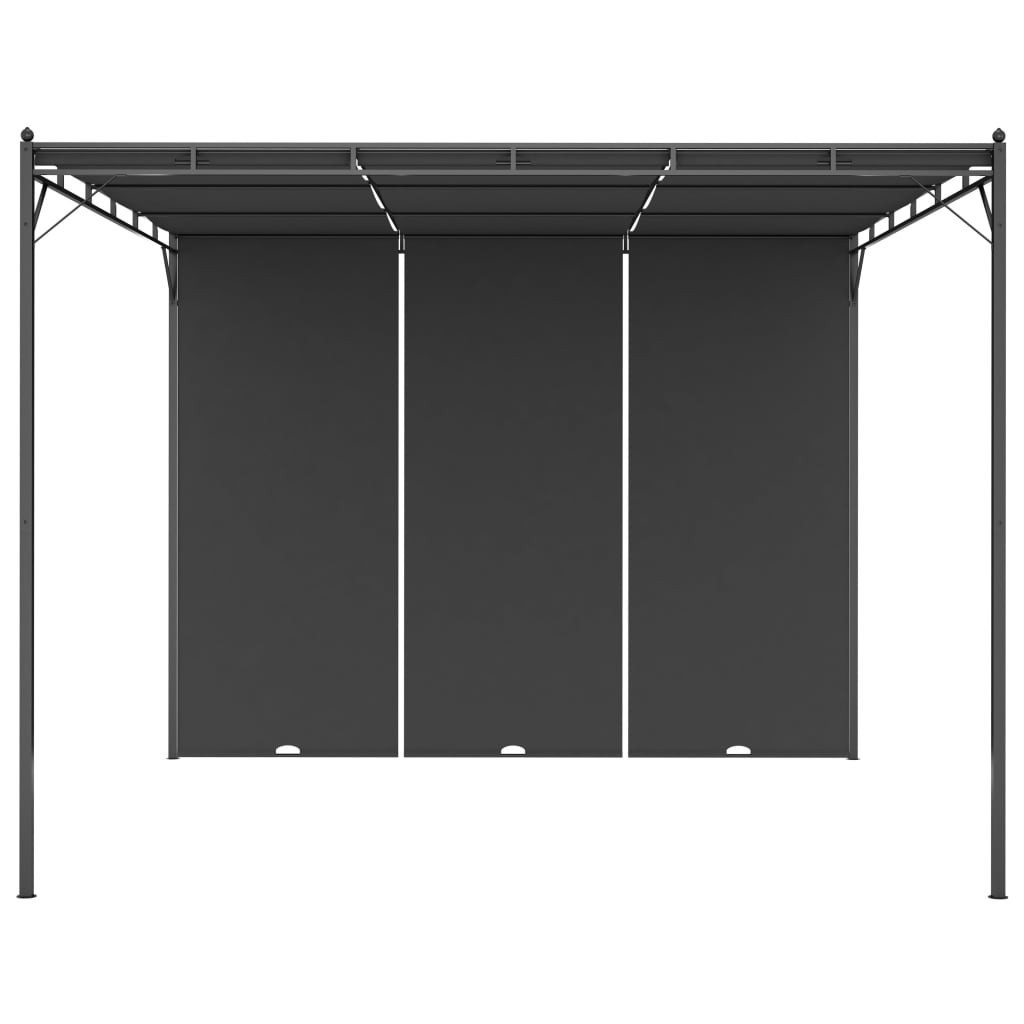 Cenador De Jardín Con Cortina Lateral Gris 3X3X2,25 M