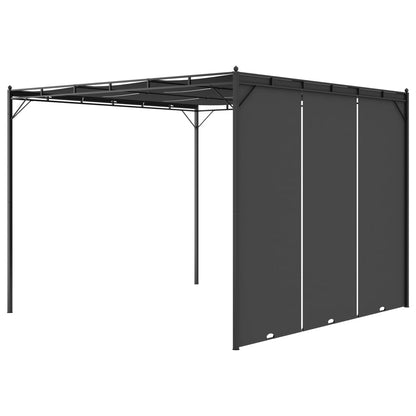 Cenador De Jardín Con Cortina Lateral Gris 3X3X2,25 M