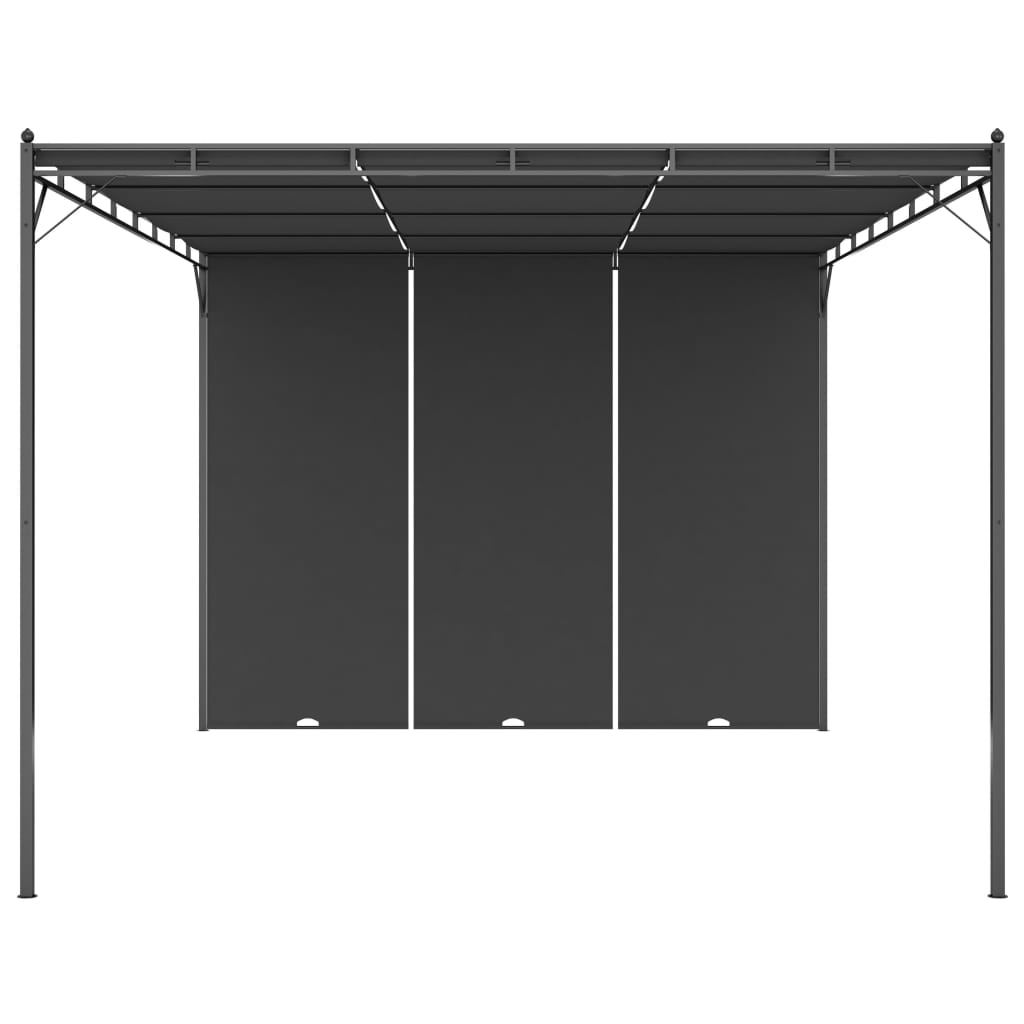 Cenador De Jardín Con Cortina Lateral Gris 4X3X2,25 M