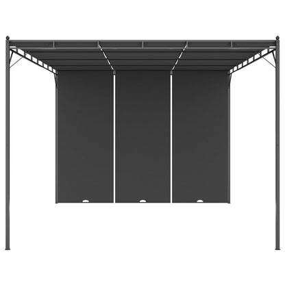 Cenador De Jardín Con Cortina Lateral Gris 4X3X2,25 M