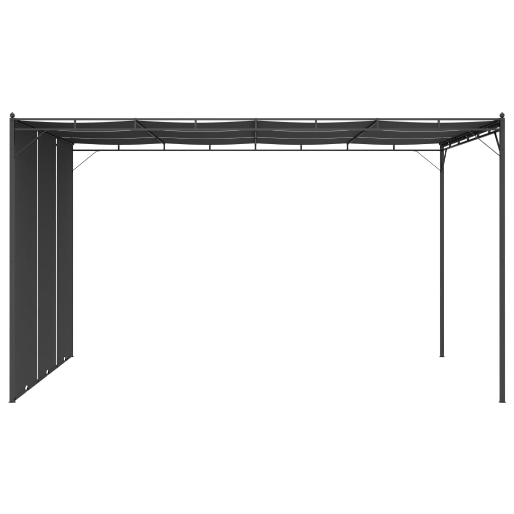Cenador De Jardín Con Cortina Lateral Gris 4X3X2,25 M