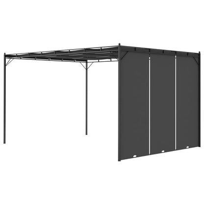 Cenador De Jardín Con Cortina Lateral Gris 4X3X2,25 M