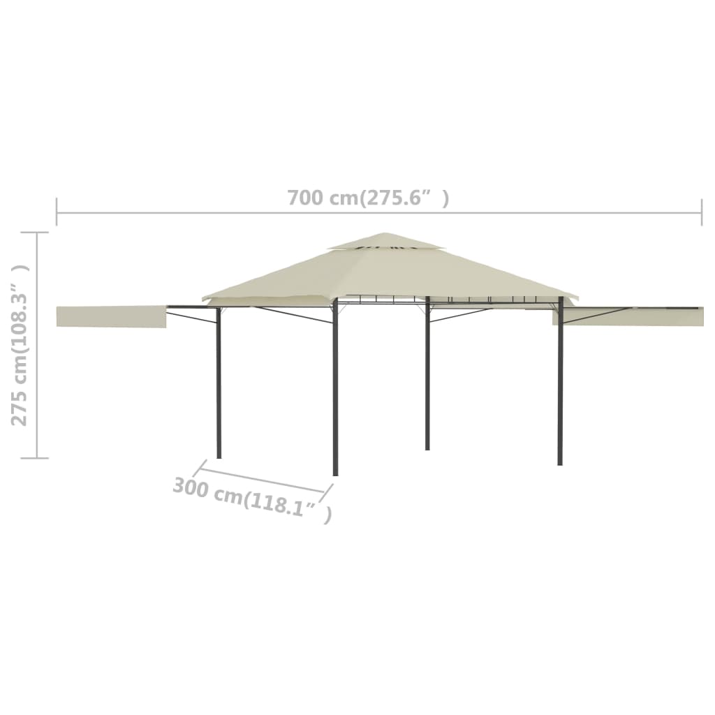 Cenador Con Tejado Doble Extensible 3X3X2,75M 180G/M²