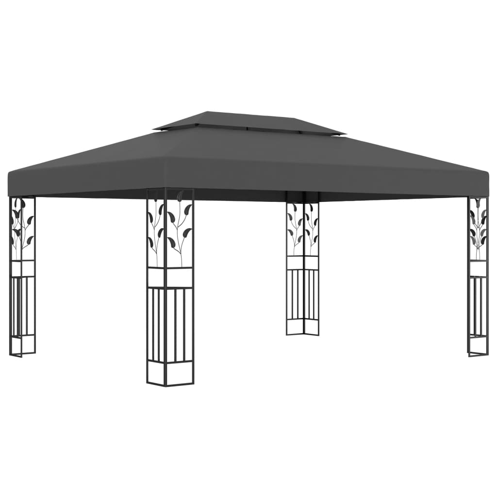Cenador Con Doble Techo Gris 3X4 M