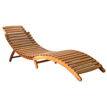 Tumbona Con Mesa Madera Maciza De Acacia Marrón