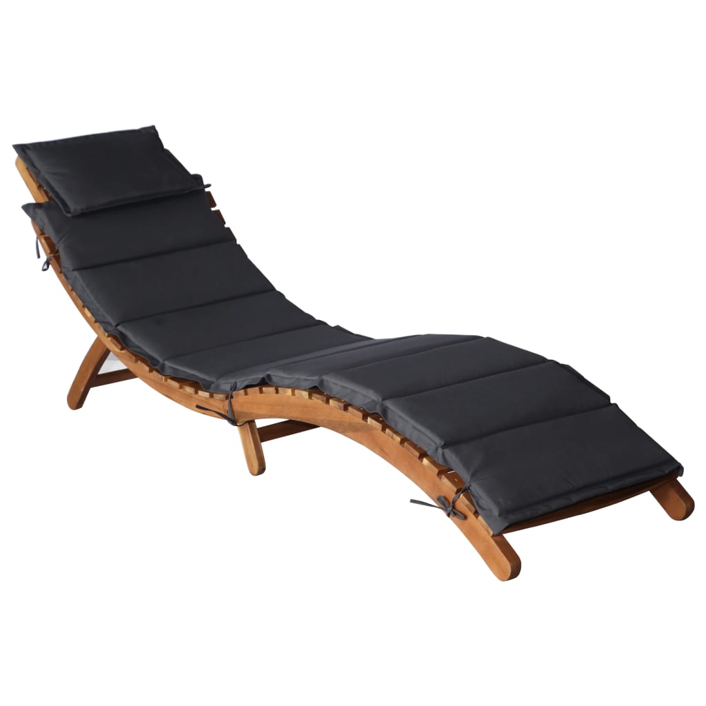 | Tumbona | Con Cojín Taupe 55 X 184 X 64Cm Madera De Acacia Sólida