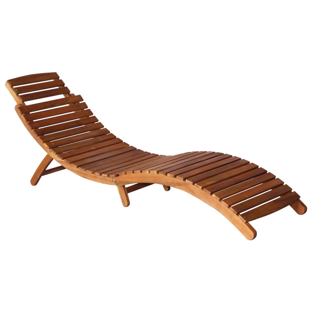 Tumbona Con Mesa Madera Maciza De Acacia Marrón