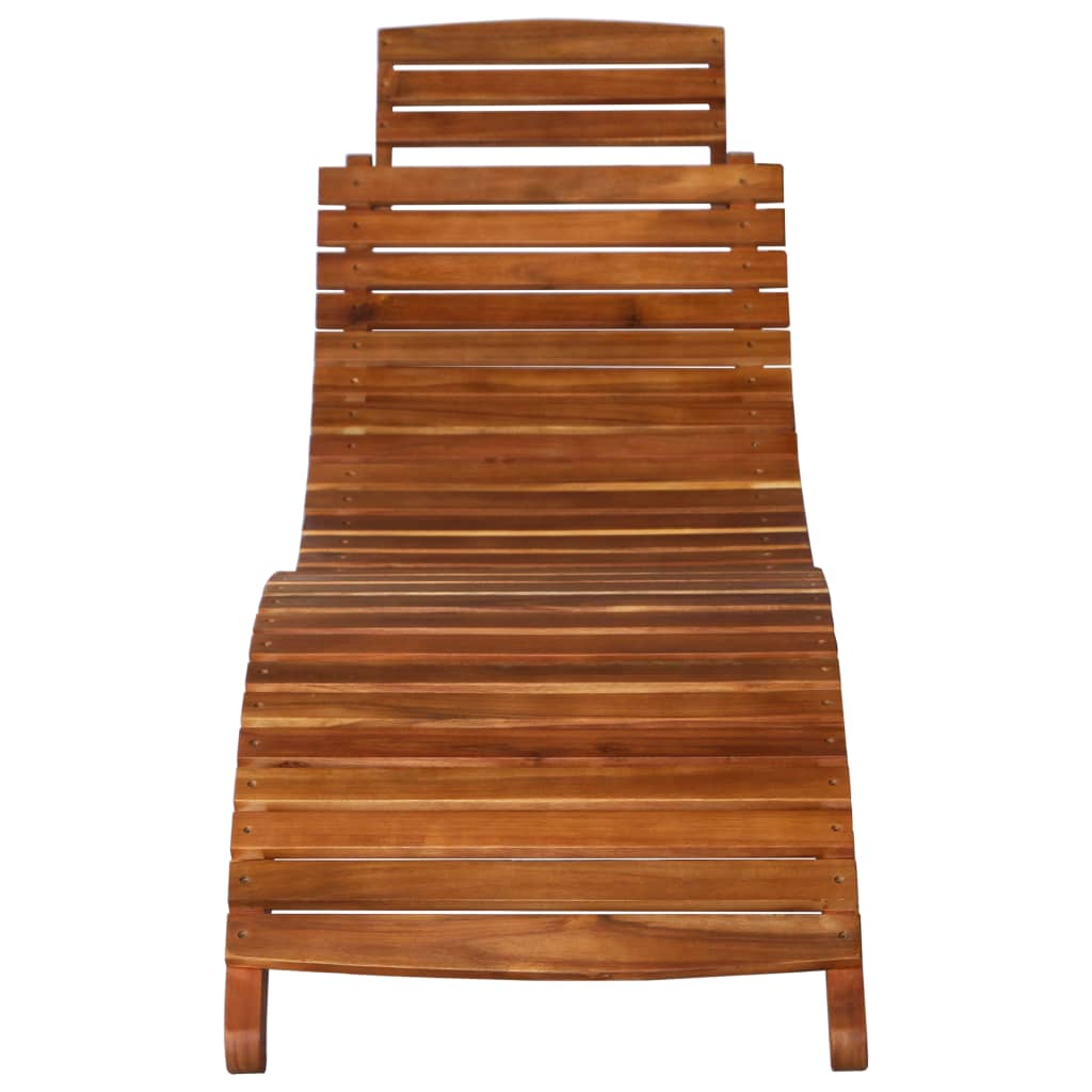 Tumbona Con Mesa Madera Maciza De Acacia Marrón